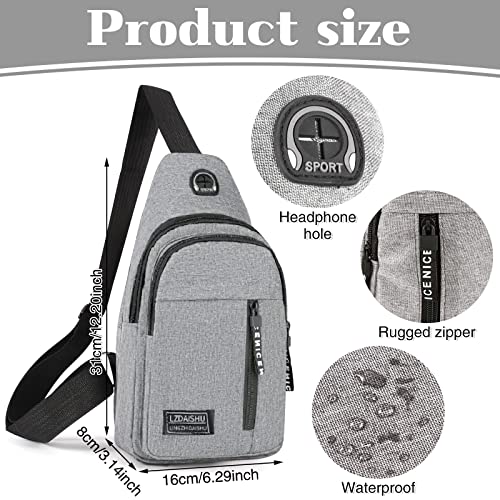 Yafe Sling Shoulder Backpack, Small Rucksack for Men Lightweight Nylon Sling Rucksack Bag Anti-theft Casual Men Women Chest Bag for Hiking Cycling Outdoor Travelling(Grey)