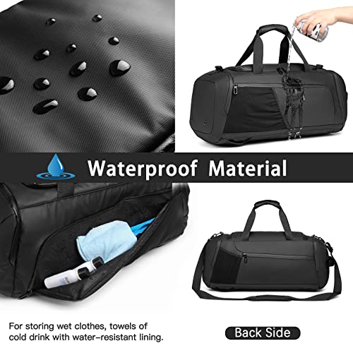 Gym Sports Bag for Men,40L Waterproof Gym Duffle Bag with Shoes Compartment and Wet Pocket,Travel Duffel Bag with Shoulder Strap and Backpack Function