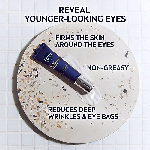 NIVEA MEN Anti-Age Hyaluron Eye Cream (15ml), Men's Eye Cream with Hyaluronic Acid, Visibly Reduces Deep Wrinkles and Eye Bags, Eye Cream for Wrinkles with 24h Moisture