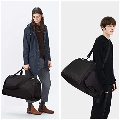 Gym Bag with Shoes Compartment 55L Large Sport Holdall Duffle Bag for Workout Overnight Weekender-Black