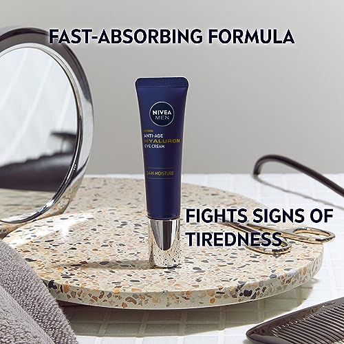 NIVEA MEN Anti-Age Hyaluron Eye Cream (15ml), Men's Eye Cream with Hyaluronic Acid, Visibly Reduces Deep Wrinkles and Eye Bags, Eye Cream for Wrinkles with 24h Moisture