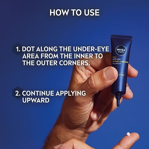 NIVEA MEN Anti-Age Hyaluron Eye Cream (15ml), Men's Eye Cream with Hyaluronic Acid, Visibly Reduces Deep Wrinkles and Eye Bags, Eye Cream for Wrinkles with 24h Moisture