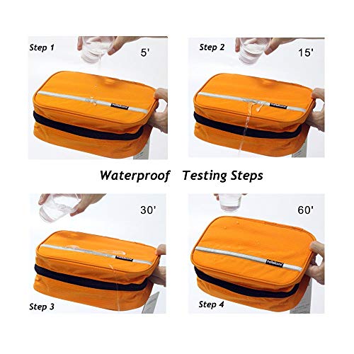 Hanging Toiletry Bag Waterproof, Jiemei Travel Wash Bag for Men & Women with 4 Compartments, Foldable Compact Size, Super Durable Fabric