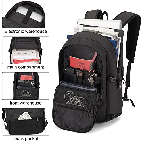 Travel Laptop Backpack Water Resistant Anti-Theft Bag with USB Charging Port and Lock 14/15.6 Inch Computer Business Daypack for Women Men College School Student Hiking