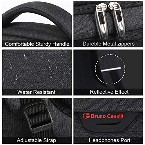 KASIBON Laptop Backpack with USB Charging&Headphone Port,Anti-Theft with Breathable Padded Shoulder Strap, Water Resistant Computer Rucksack for Business/School/Work/Travel