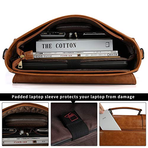 Lubardy Messenger Bag Mens Briefcase Laptop Bag 15.6 inch Shoulder Satchel Bag Waterproof Notebook Bags Vintage Leather for Work Business Trip School