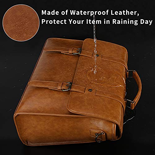 Lubardy Messenger Bag Mens Briefcase Laptop Bag 15.6 inch Shoulder Satchel Bag Waterproof Notebook Bags Vintage Leather for Work Business Trip School
