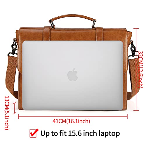 Lubardy Messenger Bag Mens Briefcase Laptop Bag 15.6 inch Shoulder Satchel Bag Waterproof Notebook Bags Vintage Leather for Work Business Trip School