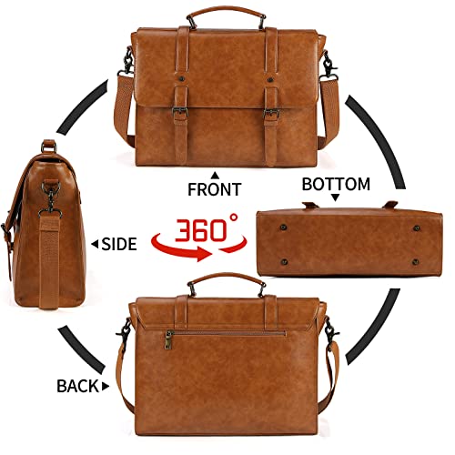 Lubardy Messenger Bag Mens Briefcase Laptop Bag 15.6 inch Shoulder Satchel Bag Waterproof Notebook Bags Vintage Leather for Work Business Trip School