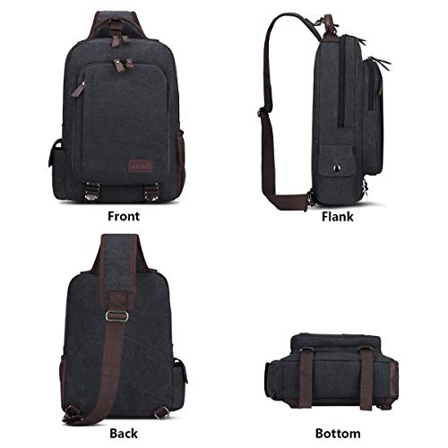 S-ZONE 13 Inch Laptop Shoulder Backpack Messenger Single Chest Sling Cross Body bag Diagonal Gym Sack Satchel Outdoor for Men (Dark Grey)