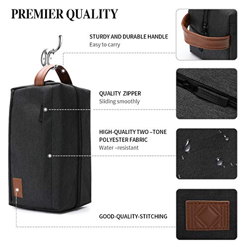 KK Water - Resistant Hanging Toiletry Travel Bag – Spacious Black Gym, Shaving, Make Up Bag for Men & Women