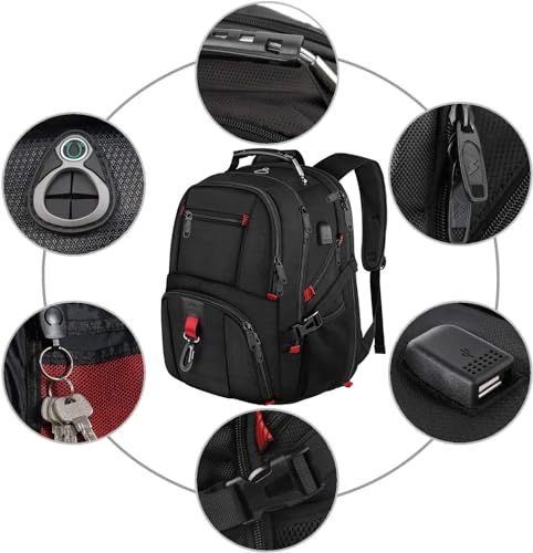 MATEIN Travel Laptop Backpack Large, 17.3 Inch Backpack Bag Water Resistant, Work Computer Rucksack Anti Theft TSA with USB Charging Port, Bags for School College Business Men Women Gifts