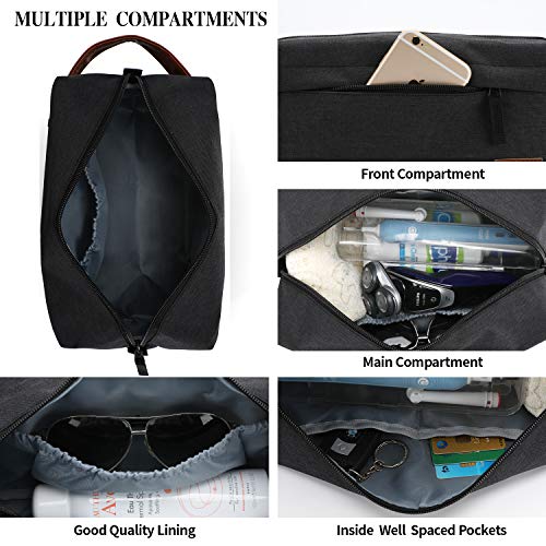 KK Water - Resistant Hanging Toiletry Travel Bag – Spacious Black Gym, Shaving, Make Up Bag for Men & Women