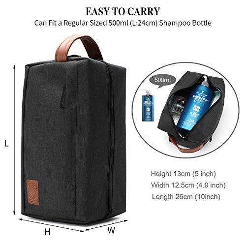 KK Water - Resistant Hanging Toiletry Travel Bag – Spacious Black Gym, Shaving, Make Up Bag for Men & Women