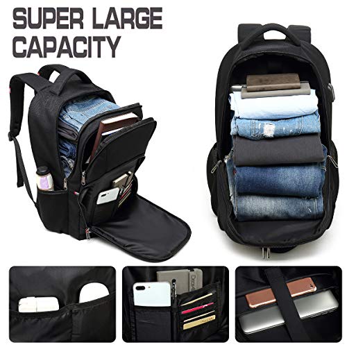 Della Gao Laptop Backpack,Extra Large Anti-Theft Business Travel Laptop Backpack Bag with USB Charging Port (Black 17 inch)