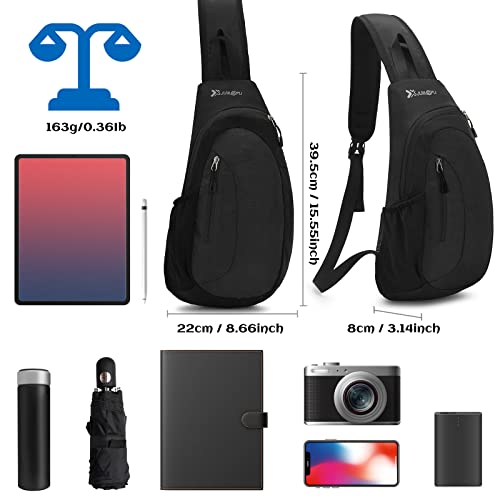 Januts Sling Backpack Small Rucksack Lightweight One Strap Shoulder Chest Bag Waterproof Anti-theft Casual Men Women Bags for Hiking Cycling Travelling Outdoor (Black)
