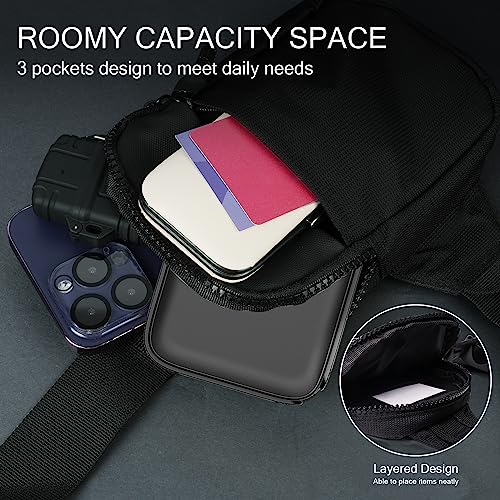 flintronic Sling Bag, Waterproof Chest Bag for Men and Women, Mini Breathable Crossbody Shoulder Bag with Zipper, Lightweight Shoulder Backpack for Travel Hiking Cycling Camping Outdoor Sports