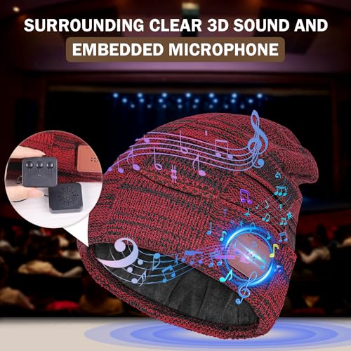 Bosttor Bluetooth Beanie, Warm Fleece Lined Winter Hats for Men, Knit Beanie with Headphones for Fishing Cycling Running, Skullies & Beanies for Men Dad Stocking Fillers Black
