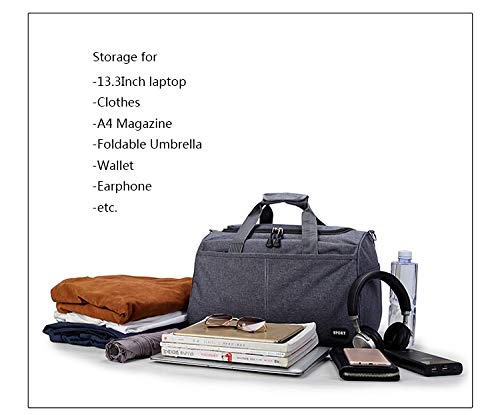 Travel Duffle Bag Waterproof Gym Sports Duffle Bag Durable Workout Gym Bag with Adjustable Shoulder Strap Foldable Holdall Bag with Padded Handle Weekend Overnight Bag for Women Men 35L Luggage Bag