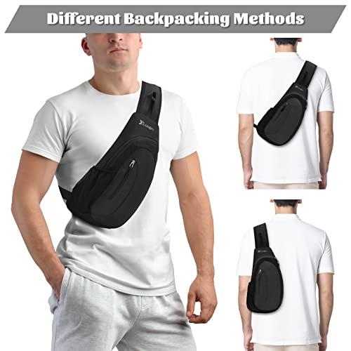 Januts Sling Backpack Small Rucksack Lightweight One Strap Shoulder Chest Bag Waterproof Anti-theft Casual Men Women Bags for Hiking Cycling Travelling Outdoor (Black)