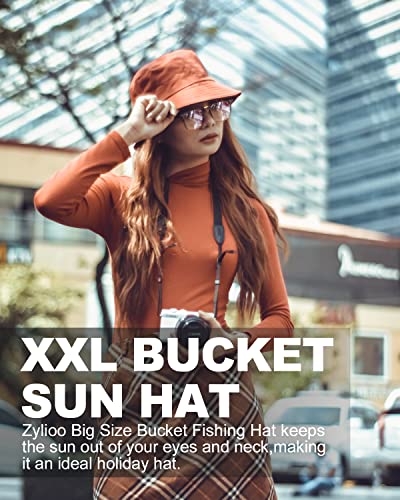 Zylioo XX-Large Bucket Sun Hats for Super Big Heads Reversible Fishing Hats Double Sided Fisherman Hat for Golf Hiking Outdoor