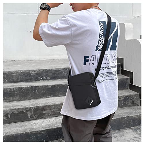 FuninCrea Mens Shoulder Bag, Nylon Mens Crossbody Bag with Zipper and Adjustable Strap, Waterproof Messenger Bags for Men, Small Messenger Bag with Multiple Pocket for Working, Travelling (black)