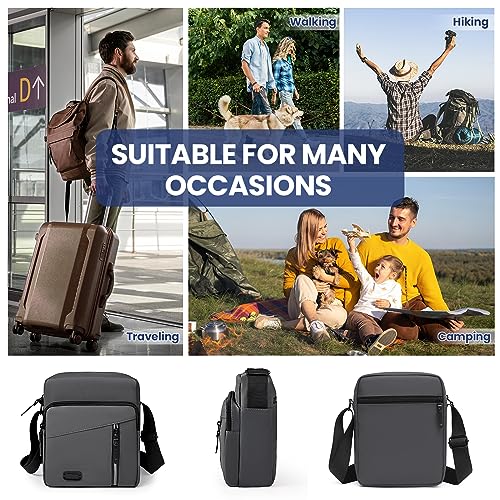 Benxdara Mens Shoulder Bag Crossbody Bag Waterproof Men's Small Side Bag with Adjustable Strap, Oxford & Polyester, Casual Crossbody Chest Sling Bag for Man & Women Outdoor Daily Use, Grey