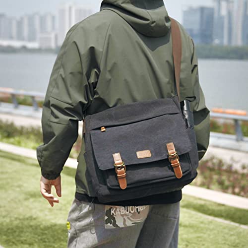 S-ZONE Men's Messenger Bag Crossbody Shoulder 15.6 Inch Laptop Vintage Canvas Briefcase Satchel for Work School Traveling Daily Use Multiple Pocket