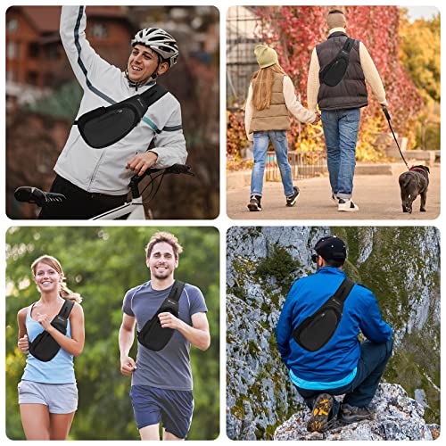Januts Sling Backpack Small Rucksack Lightweight One Strap Shoulder Chest Bag Waterproof Anti-theft Casual Men Women Bags for Hiking Cycling Travelling Outdoor (Black)