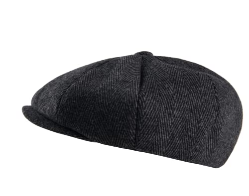 GEANBAYE Newsboy Cap Peaky Baker Boy Flat Caps for Men (Black)