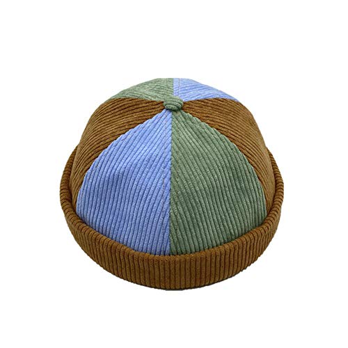 Men Hats Docker Cap Hats Skullcap Beanie Worker Sailor Cap Brimless Cap Rolled Cuff Retro Fashion Brimless Hat with Adjustable (Blue)