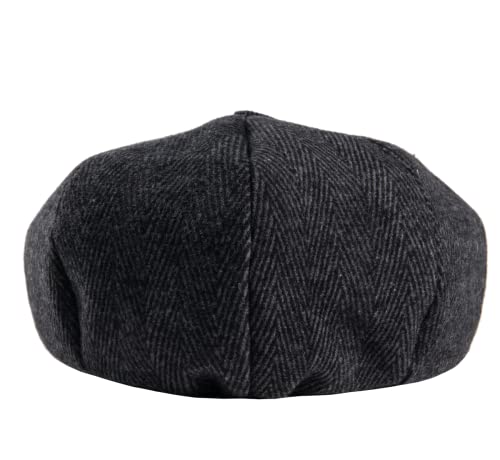 GEANBAYE Newsboy Cap Peaky Baker Boy Flat Caps for Men (Black)