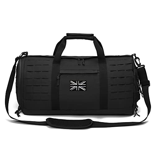 QT&QY 40L Military Tactical Duffle Bag for Men Sport Gym Fitness Tote Travel Training Workout with Shoe Compartment Football Weekender