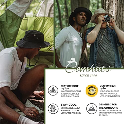 Comhats Ladies Womens SPF 50 Safari Hat Waterproof for Men Folding Summer UV Protection Wide Brim Womens Sun Shade Hat Bucket Fishing Hiking Boonie Hat 56-60CM Dark Grey