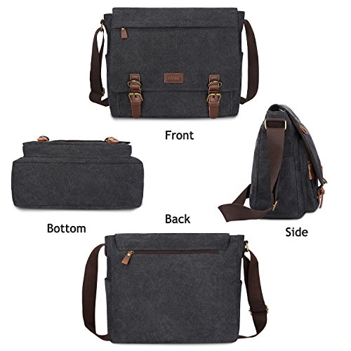 S-ZONE Men's Messenger Bag Crossbody Shoulder 15.6 Inch Laptop Vintage Canvas Briefcase Satchel for Work School Traveling Daily Use Multiple Pocket