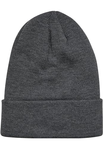 Urban Classics Leather Patch Long Beanie Knitted hat, Charcoal, One Size