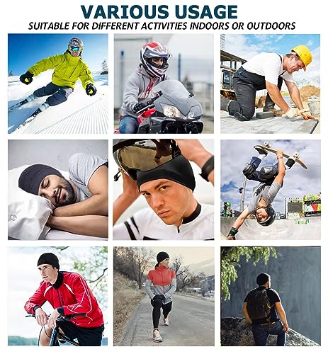 EINSKEY Unisex Skull Caps, 2-Pack Cotton Beanie Hat for Running Cycling Sleeping Cap Chemo Headwear Hard Hat Helmet Liner