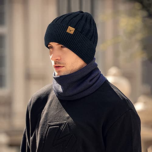 NEOLA Beanie Hat Mens - Winter Thermal Hats with Fleece Lined Skullies & Beanies Warm Soft Stretchable Knitted Cuffed Skull Caps Hats for Men Outdoor UK