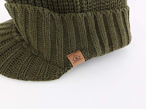 Magracy Men's Winter Knit Visor Hat Outdoor Thick Peaked Beanie Hat with Thermal Lining Amy Green