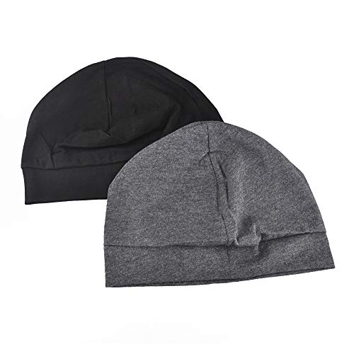 EINSKEY Unisex Skull Caps, 2-Pack Cotton Beanie Hat for Running Cycling Sleeping Cap Chemo Headwear Hard Hat Helmet Liner