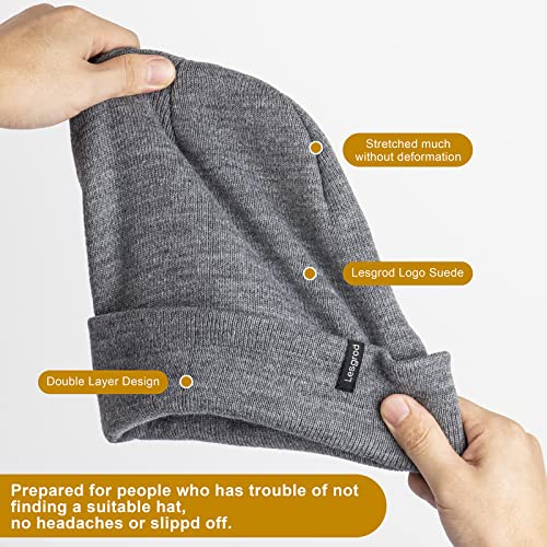 Lesgrod Beanie for Men,Comfortable Breathable Soft Cuffed Beanie with Thick Warm Lining，Winter Hats for Men, Gifts for Men Black
