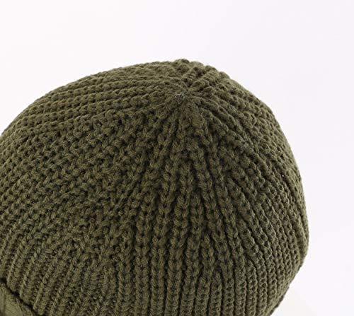 Magracy Men's Winter Knit Visor Hat Outdoor Thick Peaked Beanie Hat with Thermal Lining Amy Green