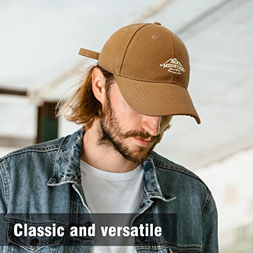 Baseball Cap Mens - Peak Embossed Patterns Baseball Hats, Classic Strapback Cap Adjustable Summer Sun Hat Sports Cap for Outdoor Men UK Khaki