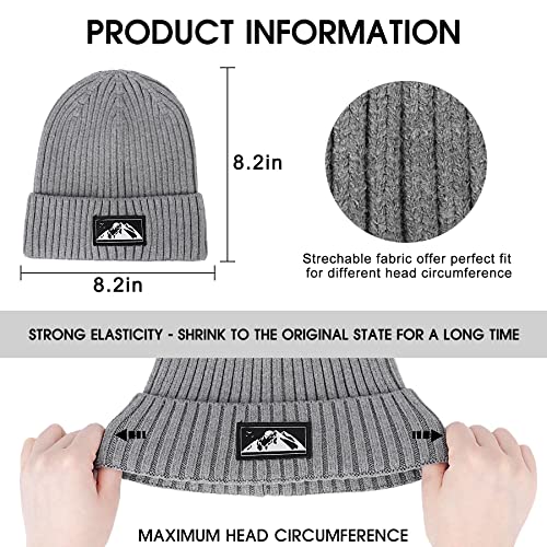 Gebell Men's Beanie Hat - Winter Knitted Beanie Hat Thermal Beanie Warm Soft Knit Cuffed Hat Classic Slouch Beanie for Men Grey