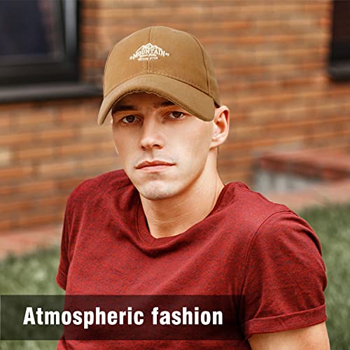 Baseball Cap Mens - Peak Embossed Patterns Baseball Hats, Classic Strapback Cap Adjustable Summer Sun Hat Sports Cap for Outdoor Men UK Khaki