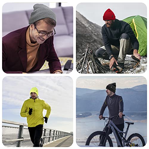 Lesgrod Beanie for Men,Comfortable Breathable Soft Cuffed Beanie with Thick Warm Lining，Winter Hats for Men, Gifts for Men Black