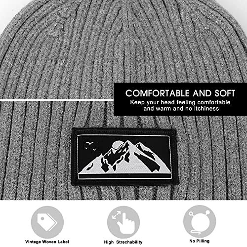 Gebell Men's Beanie Hat - Winter Knitted Beanie Hat Thermal Beanie Warm Soft Knit Cuffed Hat Classic Slouch Beanie for Men Grey