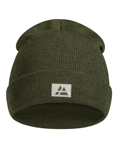 DANISH ENDURANCE Fisherman Beanie, Beanie Hat Men Women, Recycled Polyester Beanie, for Autumn Winter, Unisex Green