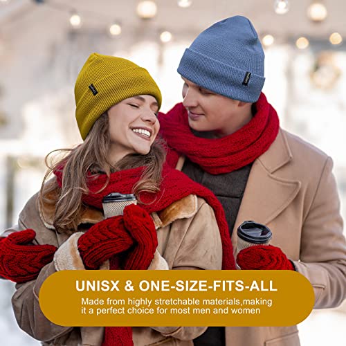 Lesgrod Beanie for Men,Comfortable Breathable Soft Cuffed Beanie with Thick Warm Lining，Winter Hats for Men, Gifts for Men Black