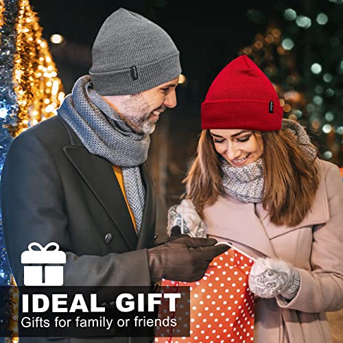 Lesgrod Beanie for Men,Comfortable Breathable Soft Cuffed Beanie with Thick Warm Lining，Winter Hats for Men, Gifts for Men Black